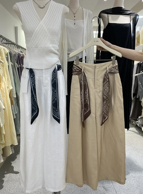 广州U.me通勤阔腿裤2026初春休闲裤(配腰带)(26年春款)老钱风