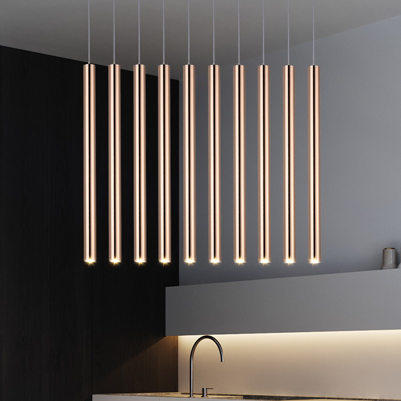 led圆柱金色餐厅前台细长射灯