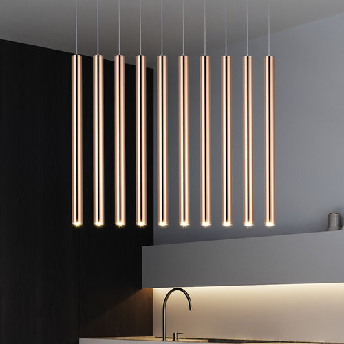 led圆柱金色餐厅前台细长射灯