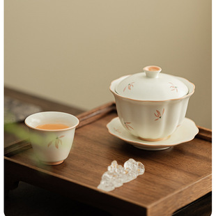 兰花风铃一碗二杯茶具套装家用功夫茶具盖碗茶杯简易泡茶器伴手礼