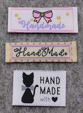 handmade布标商标现货 DIY彩色织标服装手工品领标织唛现货定做