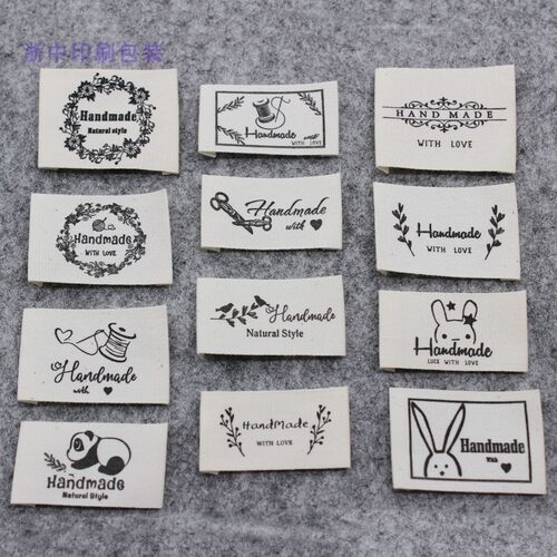handmade布标纯棉印标童装商标