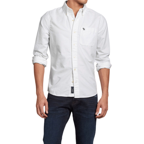 Abercrombie＆Fitch春秋男士长袖衬衫 af 商务休闲纯棉打底衫潮男