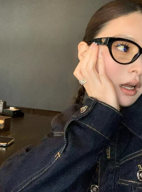 CBENJO/早秋腔调3436猫系黑框素颜板材镜框 耐用慵懒随性近视镜架