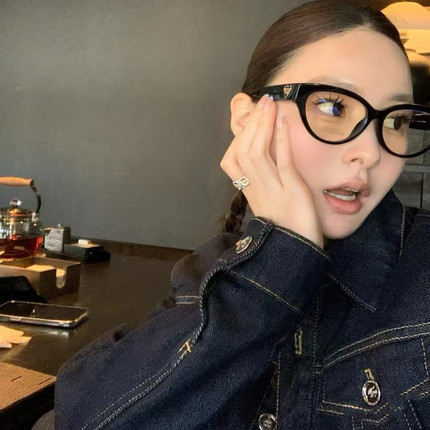 CBENJO/早秋腔调3436猫系黑框素颜板材镜框 耐用慵懒随性近视镜架