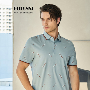 佛伦斯folunsi男装半袖桑蚕丝商务休闲polo衫男士t恤短袖男夏季