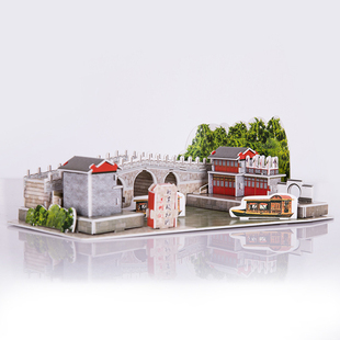 加大号拼图3岁以上颐和园苏州街名胜古迹3D立体模型摆件地标玩具