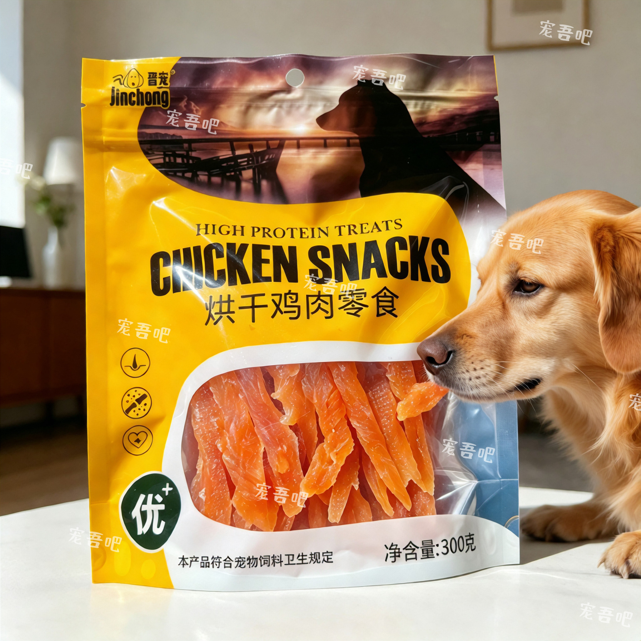 晋宠狗零食水晶鸡肉切丝300g鸡肉条肉干宠物狗狗泰迪训练零食包邮