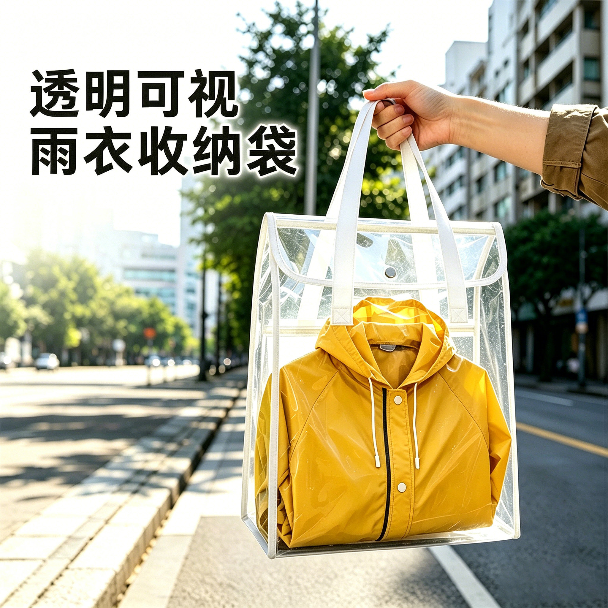 小学生雨衣收纳袋儿童装雨靴专用的防水手提袋子透明电动车包神器