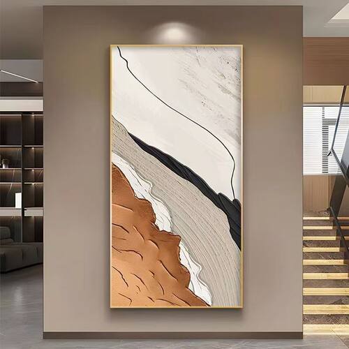 现代侘寂抽象玄关客厅装饰画