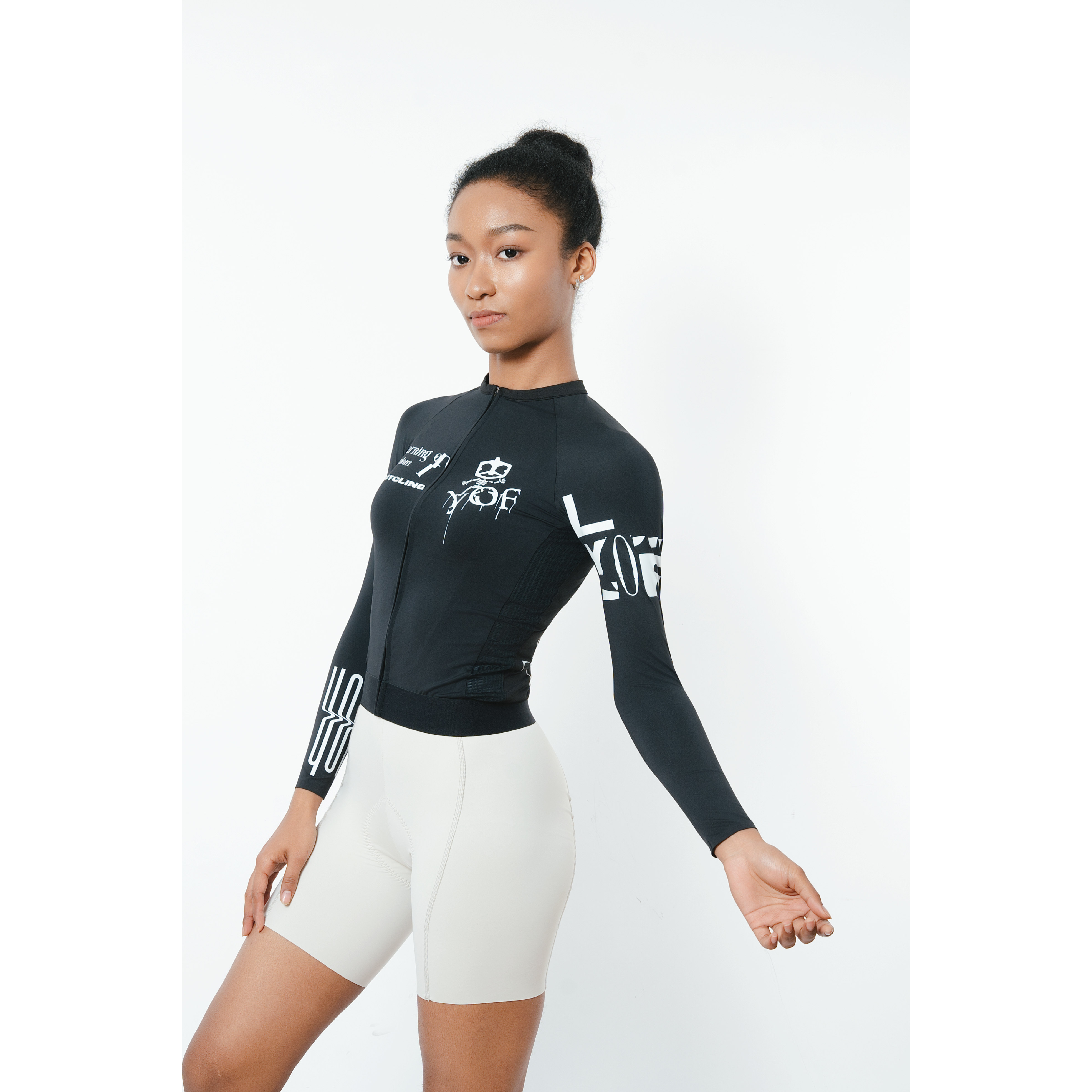 YOF新款 骷髅头骑行服透气长袖套装 自行车公路女款 春夏新款