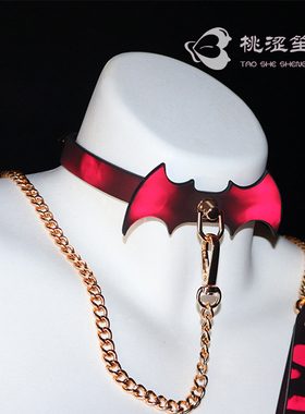 可刻字温感温变色项圈蝙蝠颈圈男女choker项链k9小狗puppy牵引绳