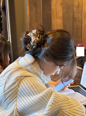 Busan韩系复古小香学院风格纹大肠发圈百搭高弹力扎马尾皮筋头绳