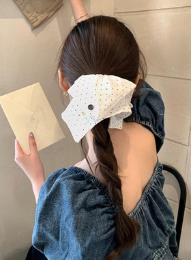 Busan白色波点方巾大肠发圈韩系气质发箍扎头发皮筋发绳发饰新款