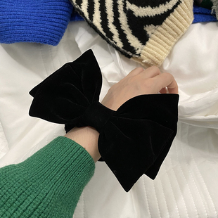 Busan法式 少女丝绒蝴蝶结发夹头绳ins复古气质网红后脑勺夹子发饰