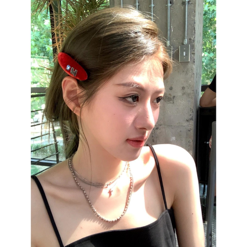 Busan博主同款时尚小众丝绒彩钻发夹发饰女侧边夹刘海碎发夹头饰