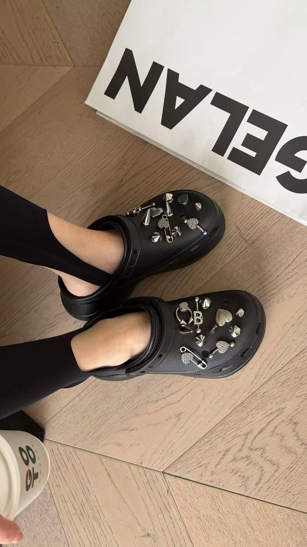诗歌兰厚底一脚蹬包头拖鞋