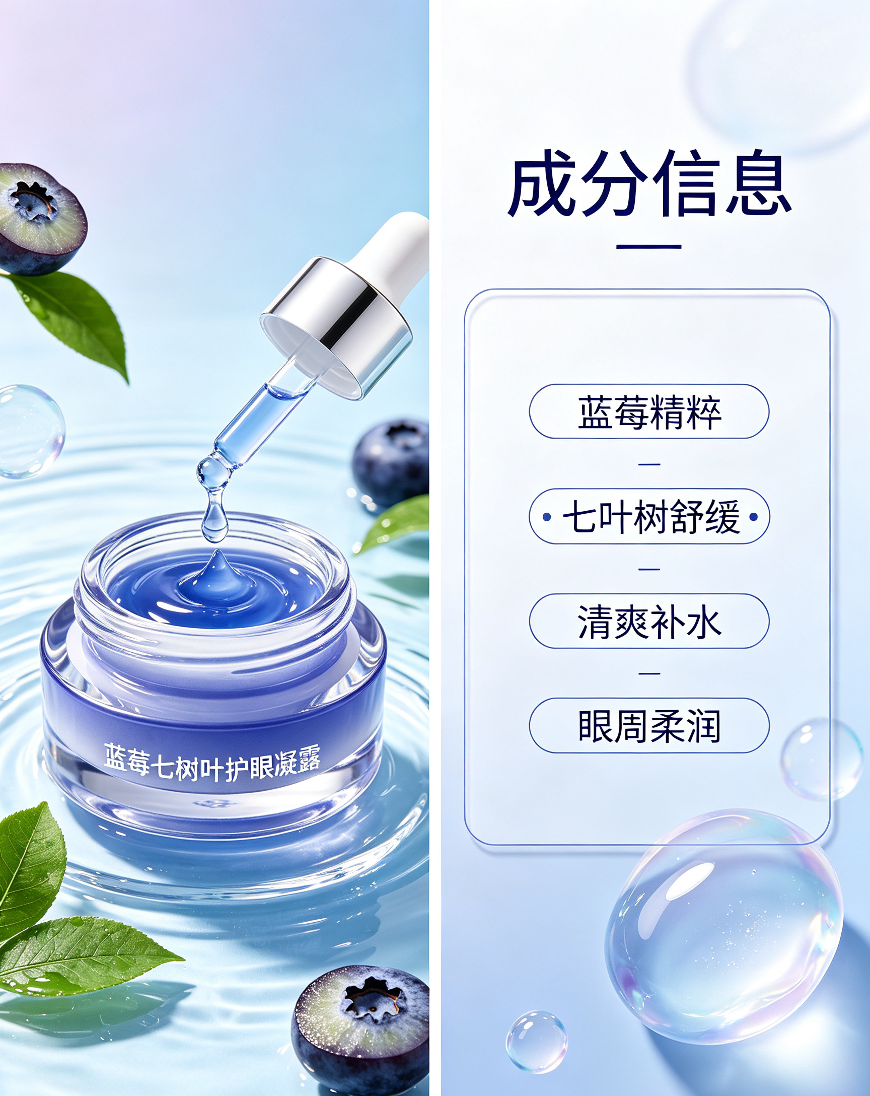 芳疗定制蓝莓七树叶护眼凝露补水保湿淡化细纹眼纹去浮肿提亮眼周