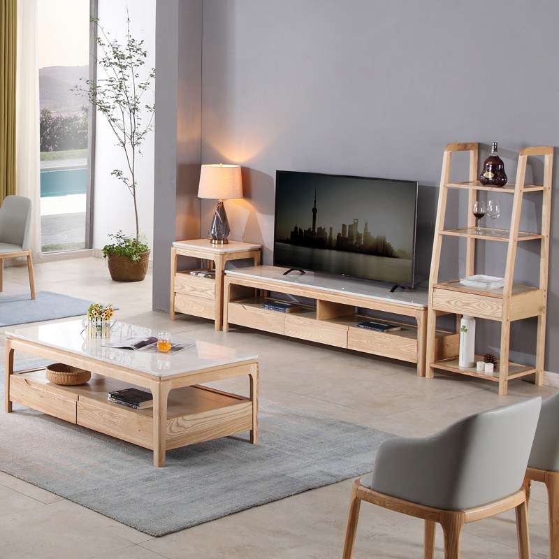 北欧大理石电视柜火烧石小茶几地柜组合客厅简约现代实木斗柜套装|msdalam kategori perabot kediaman, kabinet, kabinet TV - dari Buy2taobao.com untuk memberikan perkhidmatan ejen Taobao profesional membeli