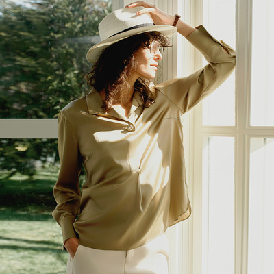 法式真丝长袖衬衫女高级感轻奢减龄洋气2025新款爆款上衣设计感