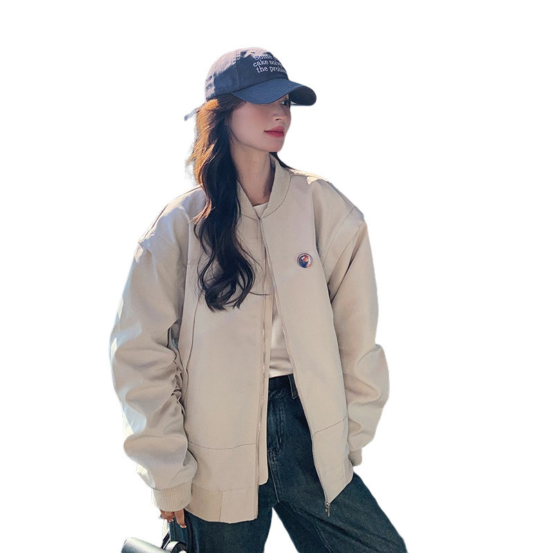 美式慵懒chic棒球服外套女春秋2025新款独特超好看学院风百搭夹克,女装短外套,婷丫丫