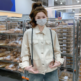 米白色休闲设计感牛仔外套女2025春季新款韩系复古时尚小个子夹克，女装短外套，婷丫丫