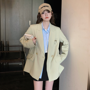 绿色高级感西装外套女春秋2024新款气质时尚小众设计感英伦风西服图片