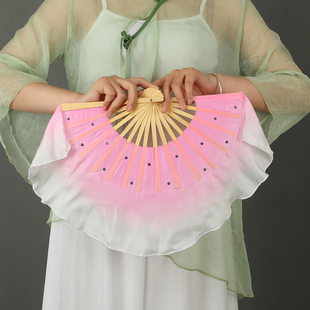 6寸儿童真丝扇跳舞扇花鼓灯灯双面舞蹈扇山西民间小花戏胶州秧歌