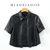 复古皮马甲女春秋宽松廓形短袖 欧洲站真皮绵羊皮2025秋季 新款 皮衣