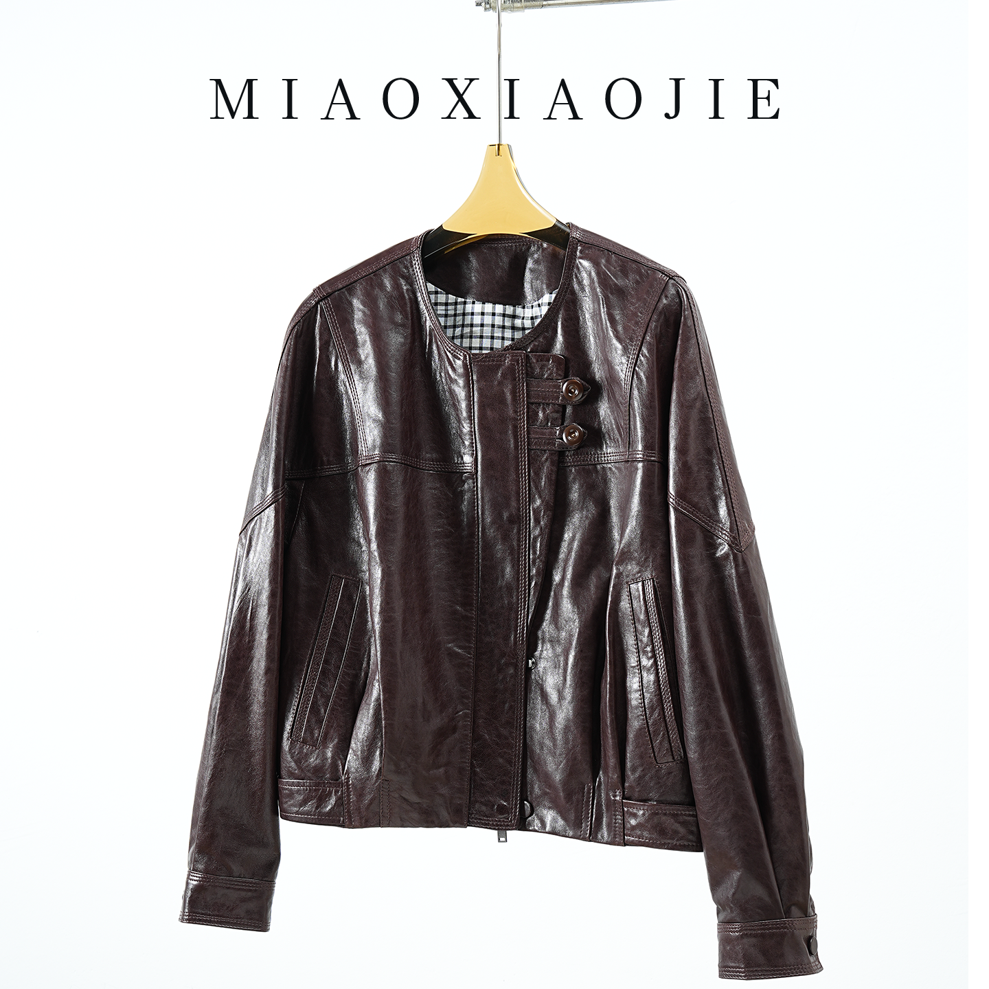 欧货高端油蜡羊皮真皮皮衣女短款2026春秋新款小个子皮夹克外套,女装/女士精品,皮衣,淘宝优惠券,粉丝福利购,淘宝优惠卷