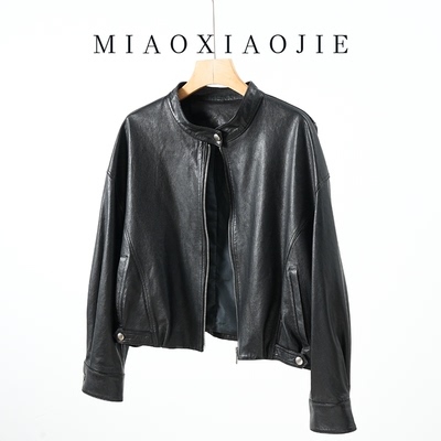 欧洲站高端小羊皮真皮皮衣女短款