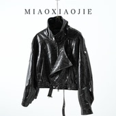 欧洲站高端亮面小羊皮真皮皮衣女短款 小个子皮夹克外套 2026春新款