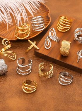 欧美热卖素圈戒指女真金电镀