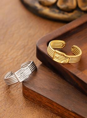 多层线条圆圈戒指女小众设计感