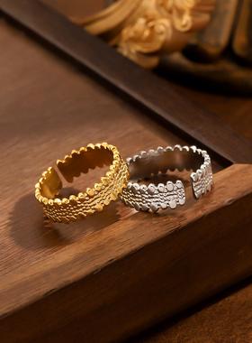 钛钢轻奢戒指女可调节指环