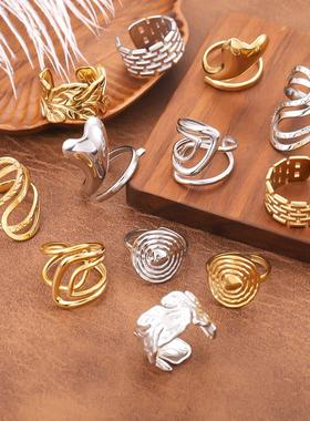 欧美简约风钛钢开口戒指