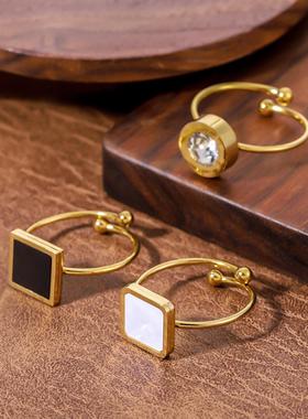 欧美嘻哈风钛钢镀金女戒