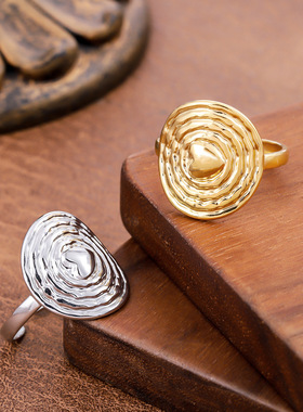 欧美简约钛钢旋转戒指