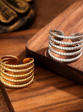 欧美风几何镂空可调戒指