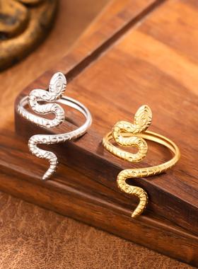 欧美蛇形钛钢轻奢镀金戒指女