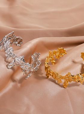 欧美双蝴蝶结不锈钢手镯