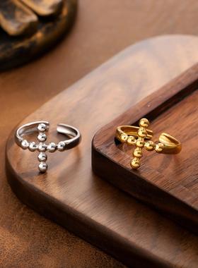不锈钢轻奢十字架情侣戒