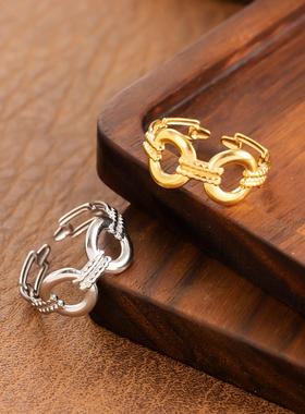 欧美复古不锈钢猪鼻戒指女