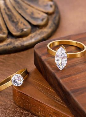 不锈钢锆石镶嵌简约戒指