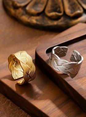 欧美风几何不锈钢轻奢戒指女