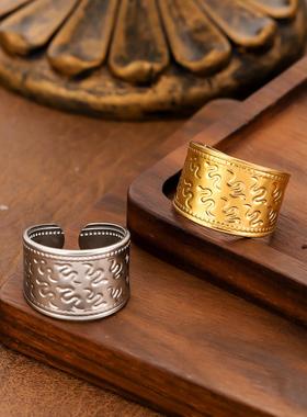 简约几何开口可调镀金戒指