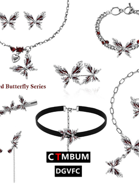 原创红色蝴蝶项链批发小众设计高