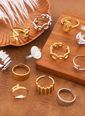 艾芙乐绿色幸运四叶草开口戒指