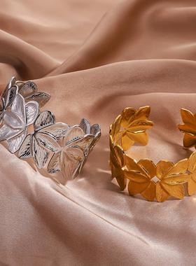 欧美宽版可调不锈钢手镯女