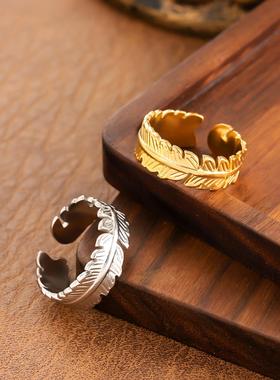 欧美复古几何鱼尾戒指女款